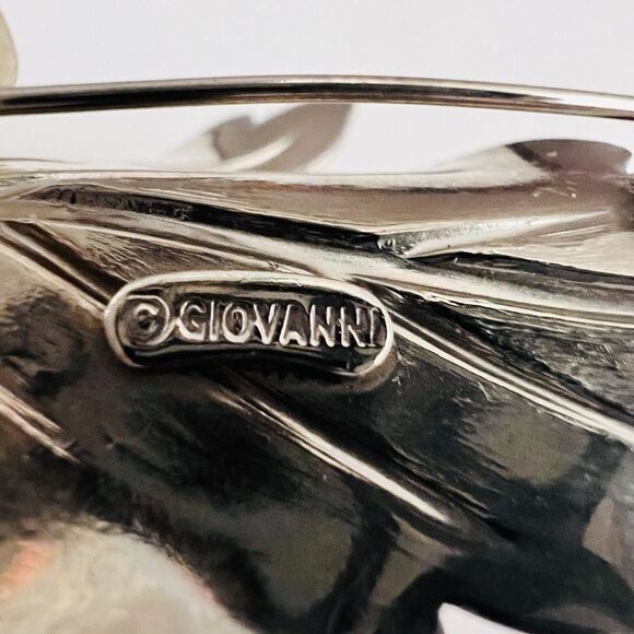 Vintage Giovanni Signed Maple Leaf Brooch Silver Plated Mid Century Modern 4023 - Picture 6 of 8